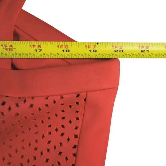 Thalia Sodi Eyelet Dress XL Red Hibiscus Bloom Spaghetti Straps Back Zip New - Picture 9 of 10